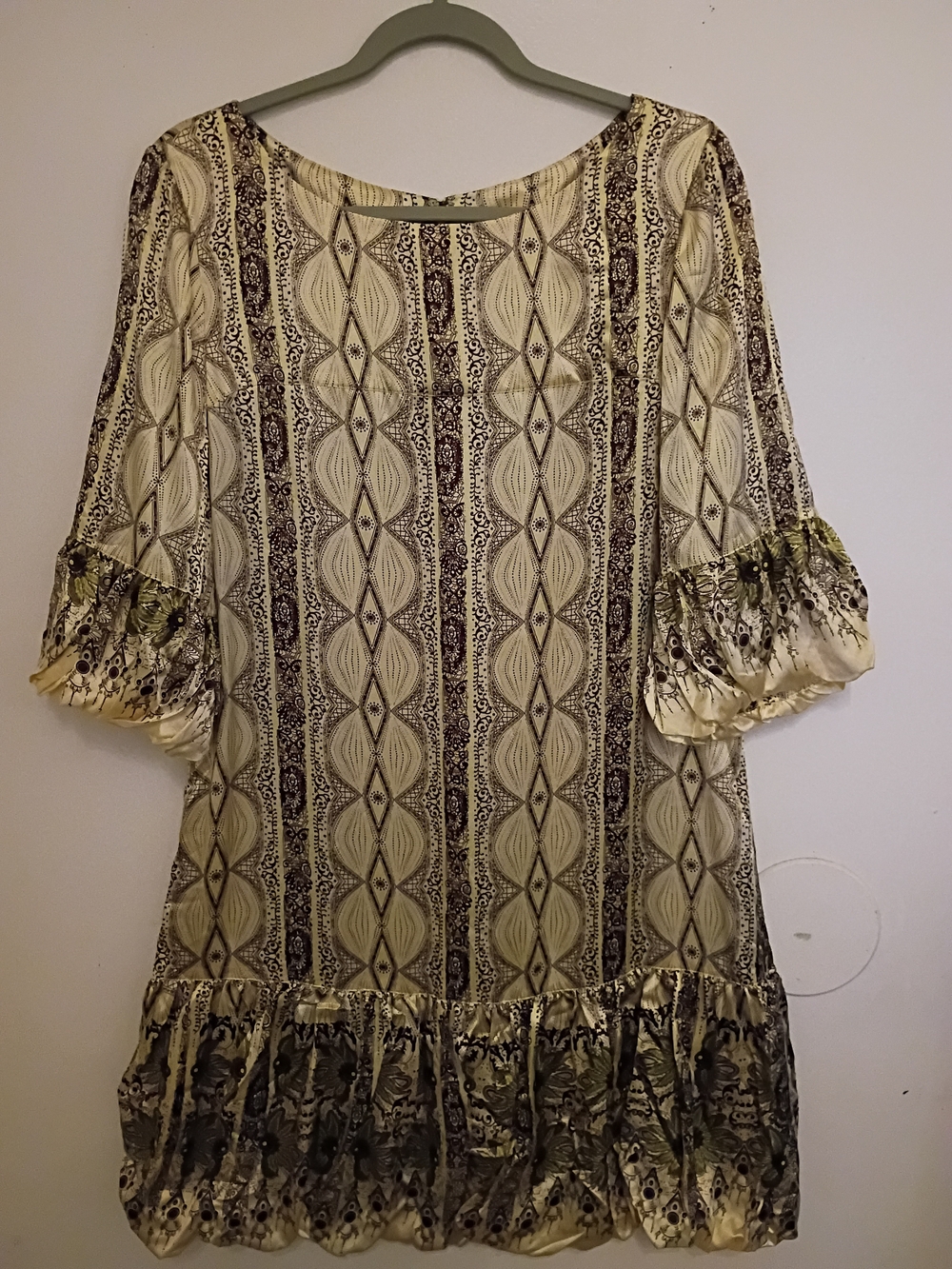 Gianni Bini Women's Gold and Brown Mini Dress 100% Silk Sz 10‎